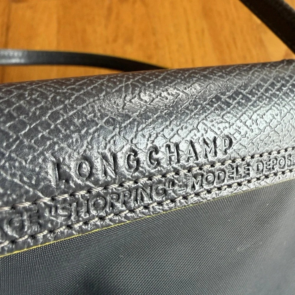 Longchamp Le Pliage Club Tote Bag Light Gray Medium‎ Shoulder Bag Embroidered